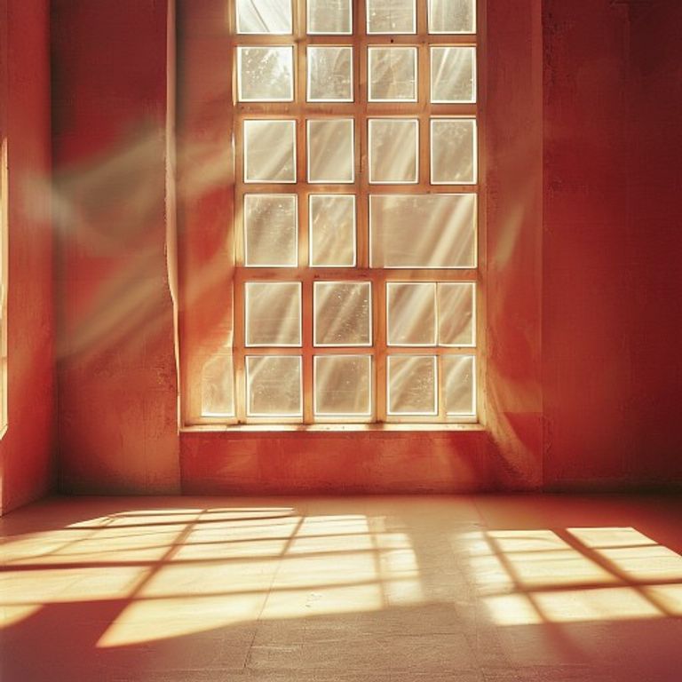 Natural light during exercise Morning sunlight streaming through window in workout space